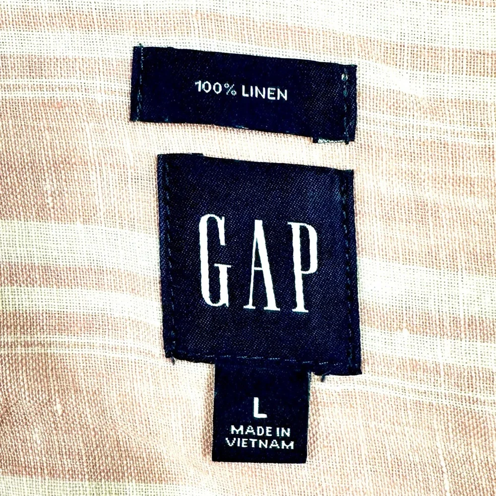 Gap Pink Stripe 100% Linen Boyfriend Shirt – Size L - Picture 13 of 13